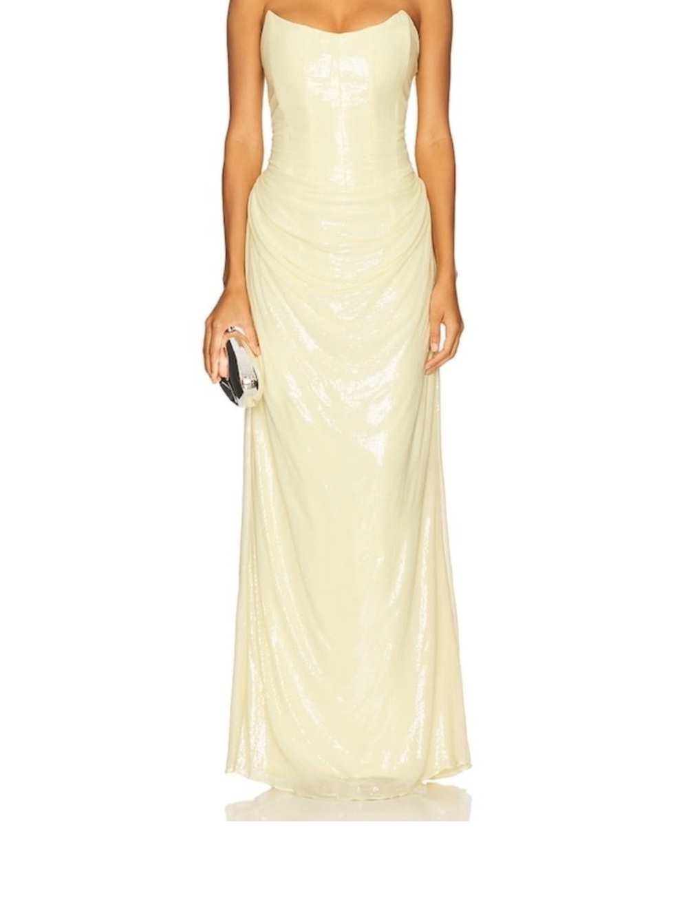 Deme by Gabriella Giselle Gown Elegant Cream Sequin Draped Maxi Skirt - Women's